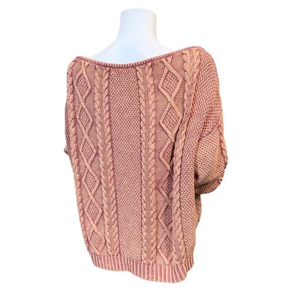 #T9 Callahan Revolve Enzyme Wash Rose Cable Knit Boat Neck Sweater $124 - Picture 10 of 14